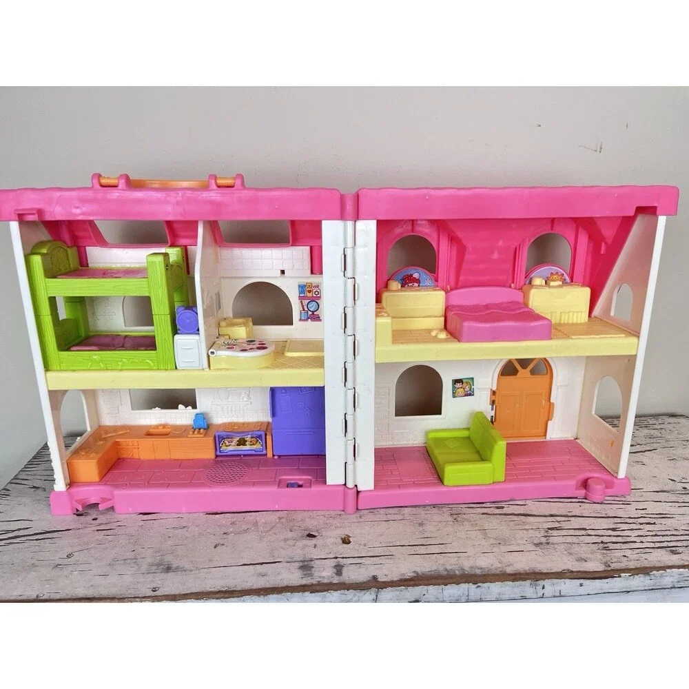 Fisher Price Little People Happy Sounds Home Dollhouse Pink 2015 Mattel Works
